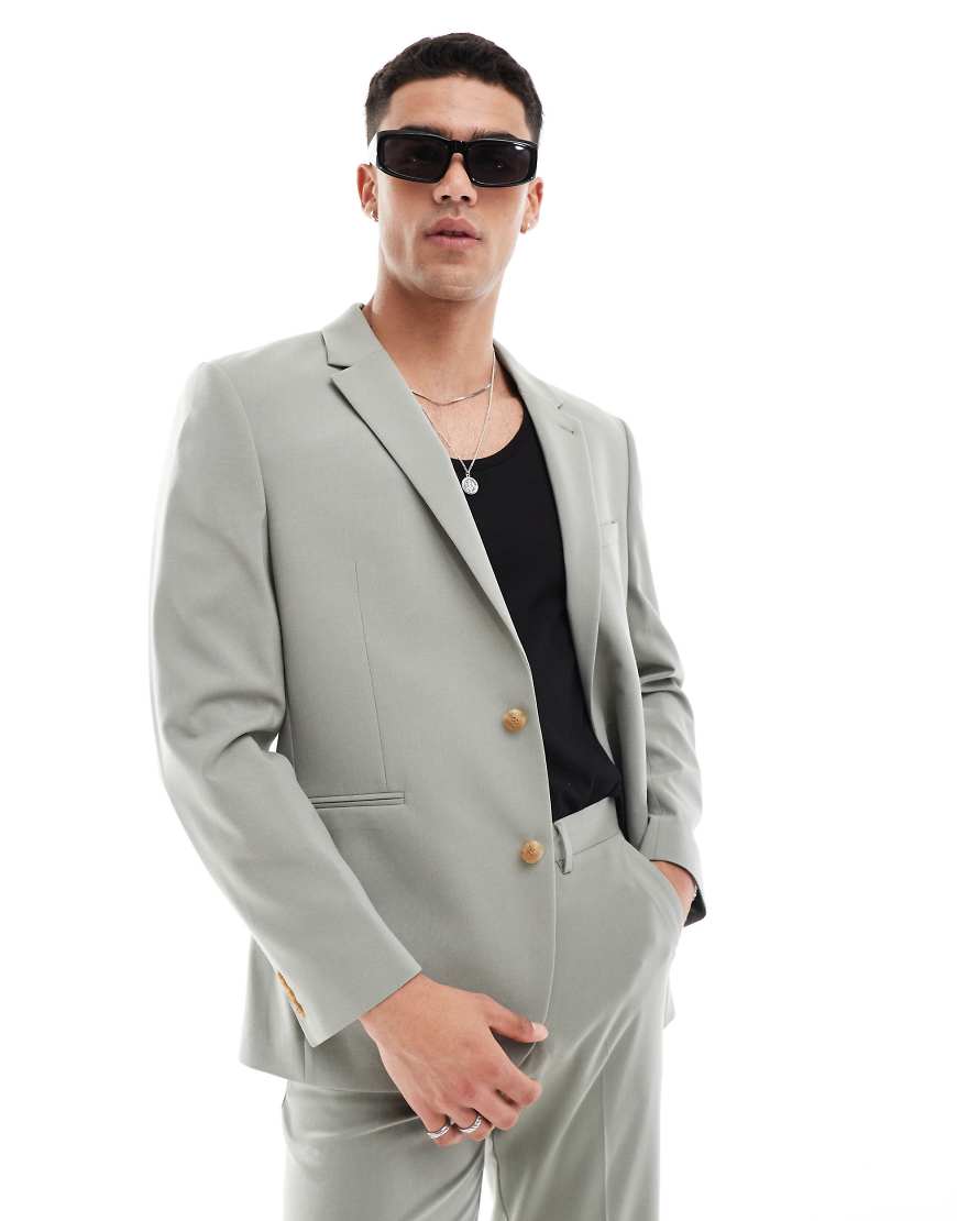 ASOS DESIGN - Anzugjacke in Salbeigrün mit normalem Schnitt von ASOS DESIGN