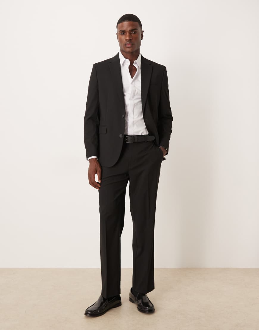 ASOS DESIGN - Anzugjacke in Schwarz mit normalem Schnitt von ASOS DESIGN