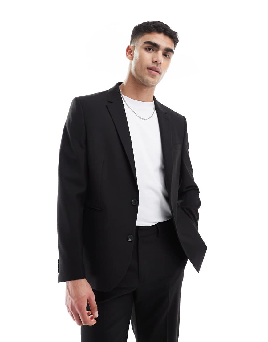 ASOS DESIGN - Anzugjacke in Schwarz mit normalem Schnitt ASOS DESIGN - Anzugjacke in Schwarz mit normalem Schnitt von ASOS DESIGN