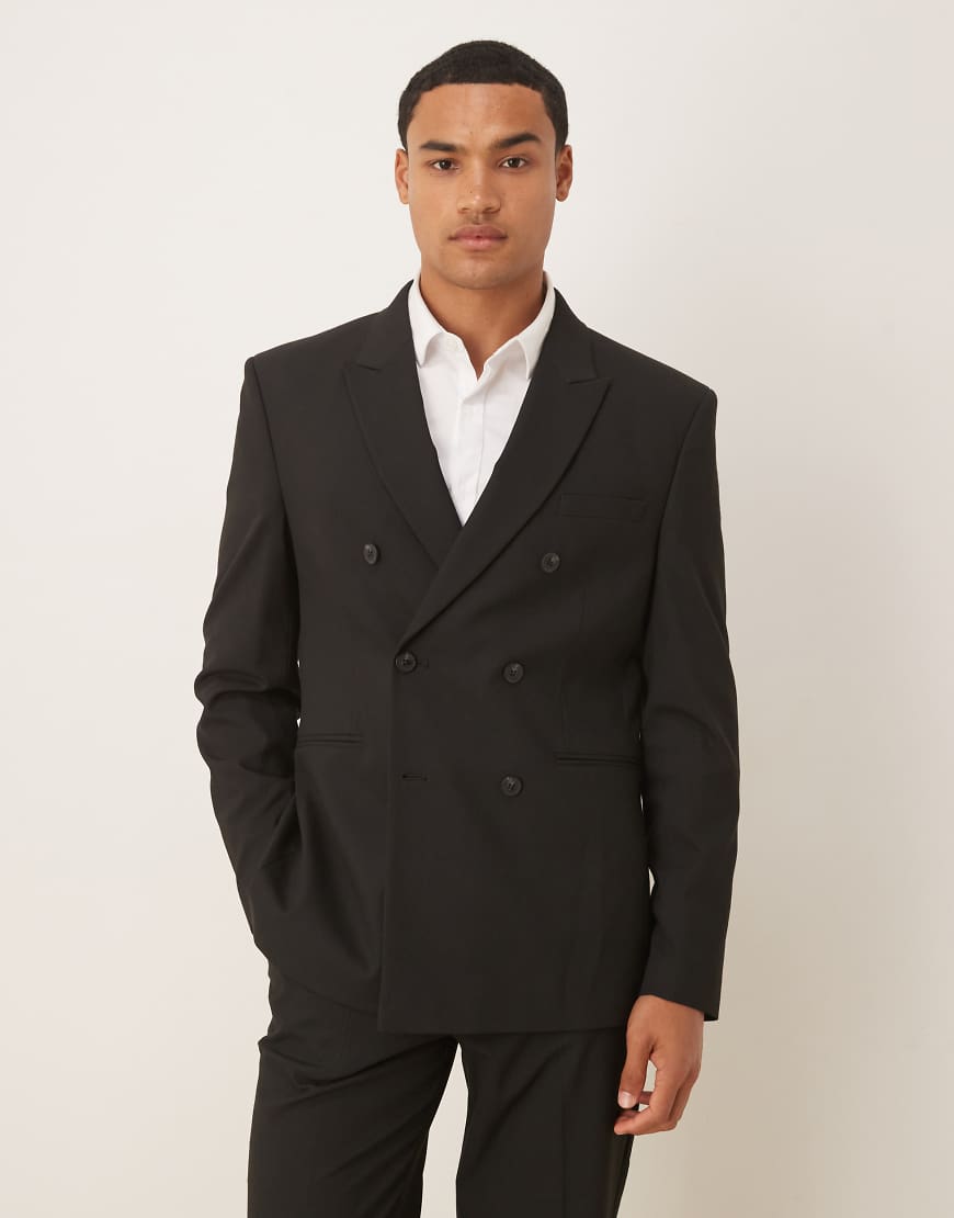 ASOS DESIGN - Anzugjacke in Schwarz mit normalem Schnitt von ASOS DESIGN