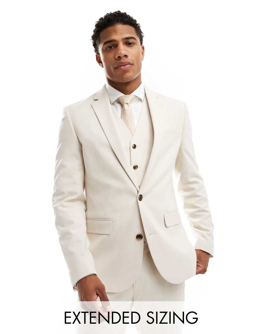 ASOS DESIGN Wedding - Anzugjacke in Steinbeige mit engem Schnitt und Flechtstruktur-Neutral ASOS DESIGN Wedding - Anzugjacke in Steinbeige mit engem Schnitt und Flechtstruktur-Neutral von ASOS DESIGN