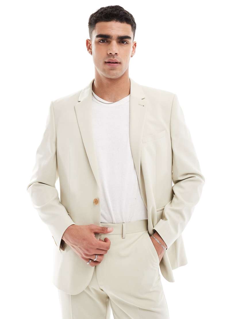 ASOS DESIGN - Anzugjacke in Steinbeige mit normalem Schnitt-Neutral von ASOS DESIGN