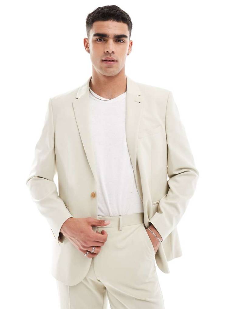 ASOS DESIGN - Anzugjacke in Steinbeige mit normalem Schnitt-Neutral von ASOS DESIGN