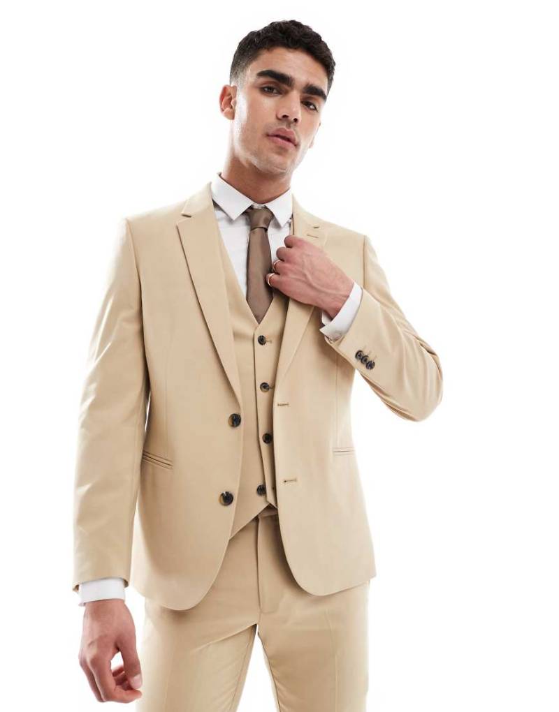 ASOS DESIGN - Anzugjacke mit engem Schnitt in Beige-Neutral von ASOS DESIGN