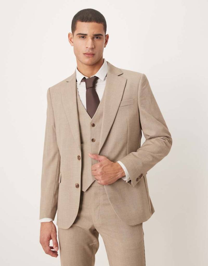 ASOS DESIGN - Anzugjacke mit engem Schnitt und Karomuster in Braun-Brown von ASOS DESIGN