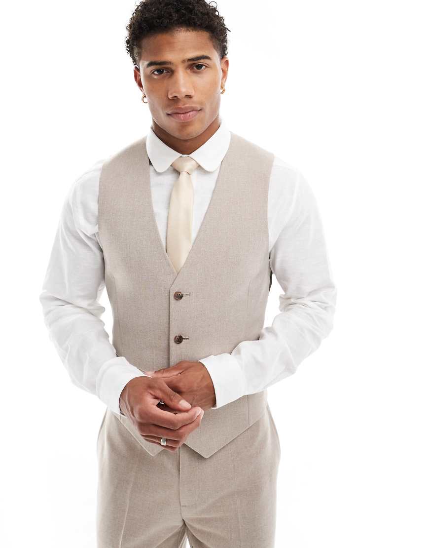 ASOS DESIGN - Anzugweste in Beige meliert mit engem Schnitt-Neutral von ASOS DESIGN