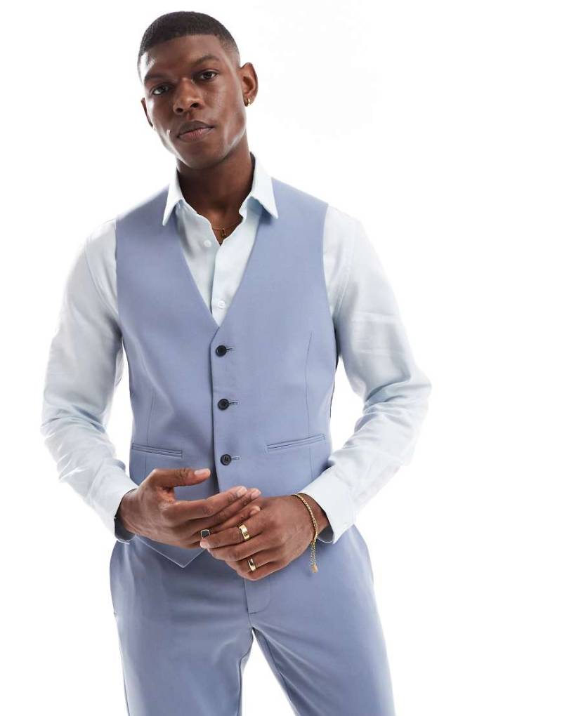 ASOS DESIGN - Anzugweste mit engem Schnitt in Staubblau von ASOS DESIGN