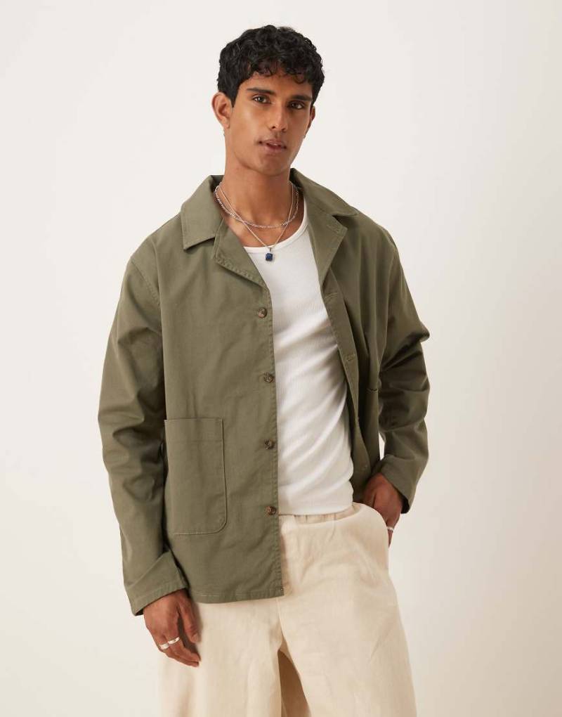 ASOS DESIGN - Arbeiterjacke aus Baumwolltwill in Grün von ASOS DESIGN