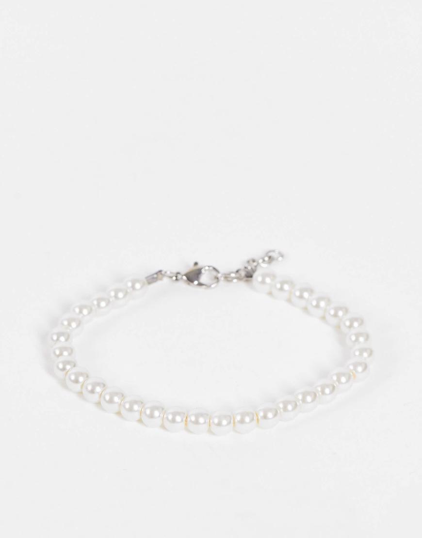 ASOS DESIGN - Armband aus Glas-Kunstperlen in Weiß, 6 mm-Bunt von ASOS DESIGN