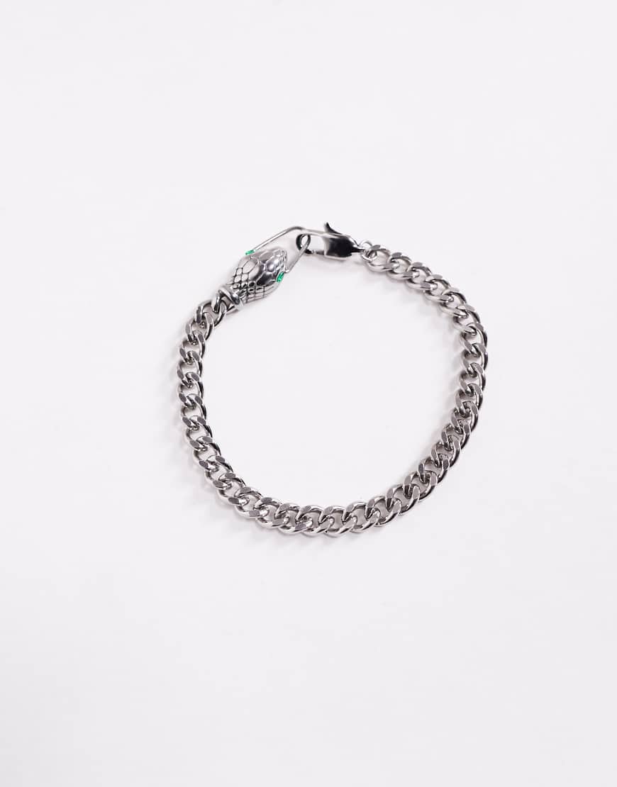 ASOS DESIGN - Armband aus wasserfestem Edelstahl in Silber mit Schlangendetail von ASOS DESIGN