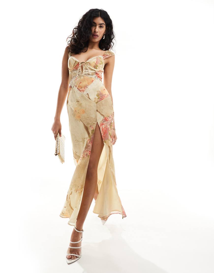 ASOS DESIGN - Asymmetrisch geschnittenes Korsett-Midikleid mit Blumenprint in Patchwork-Optik und Spitzenborte-Bunt ASOS DESIGN - Asymmetrisch geschnittenes Korsett-Midikleid mit Blumenprint in Patchwork-Optik und Spitzenborte-Bunt von ASOS DESIGN