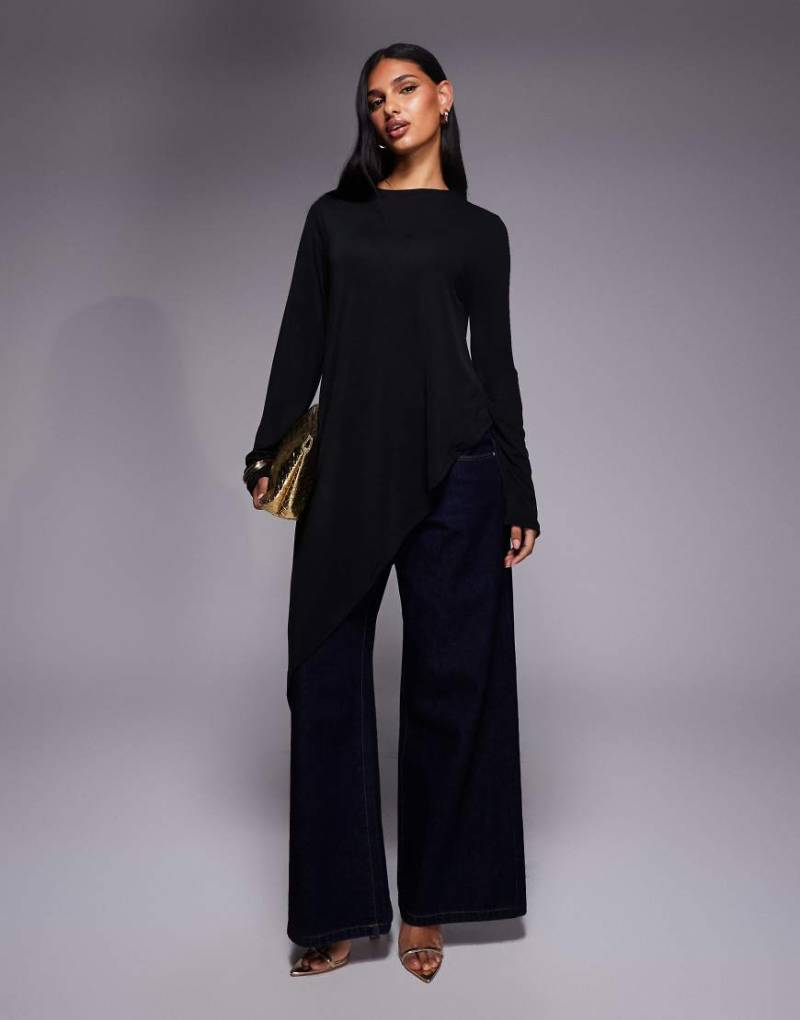 ASOS DESIGN - Asymmetrisches, langärmliges Oberteil in Schwarz von ASOS DESIGN