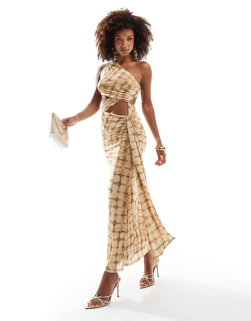 ASOS DESIGN - Asymmetrisches Netzstoff-Midikleid in kariertem Gelb mit One-Shoulder-Träger und langen Bindebändern-Bunt ASOS DESIGN - Asymmetrisches Netzstoff-Midikleid in kariertem Gelb mit One-Shoulder-Träger und langen Bindebändern-Bunt von ASOS DESIGN