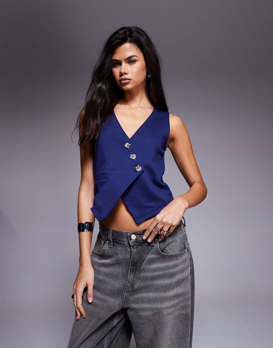 ASOS DESIGN - Asymmetrisches Westen-Top in Marineblau ASOS DESIGN - Asymmetrisches Westen-Top in Marineblau von ASOS DESIGN
