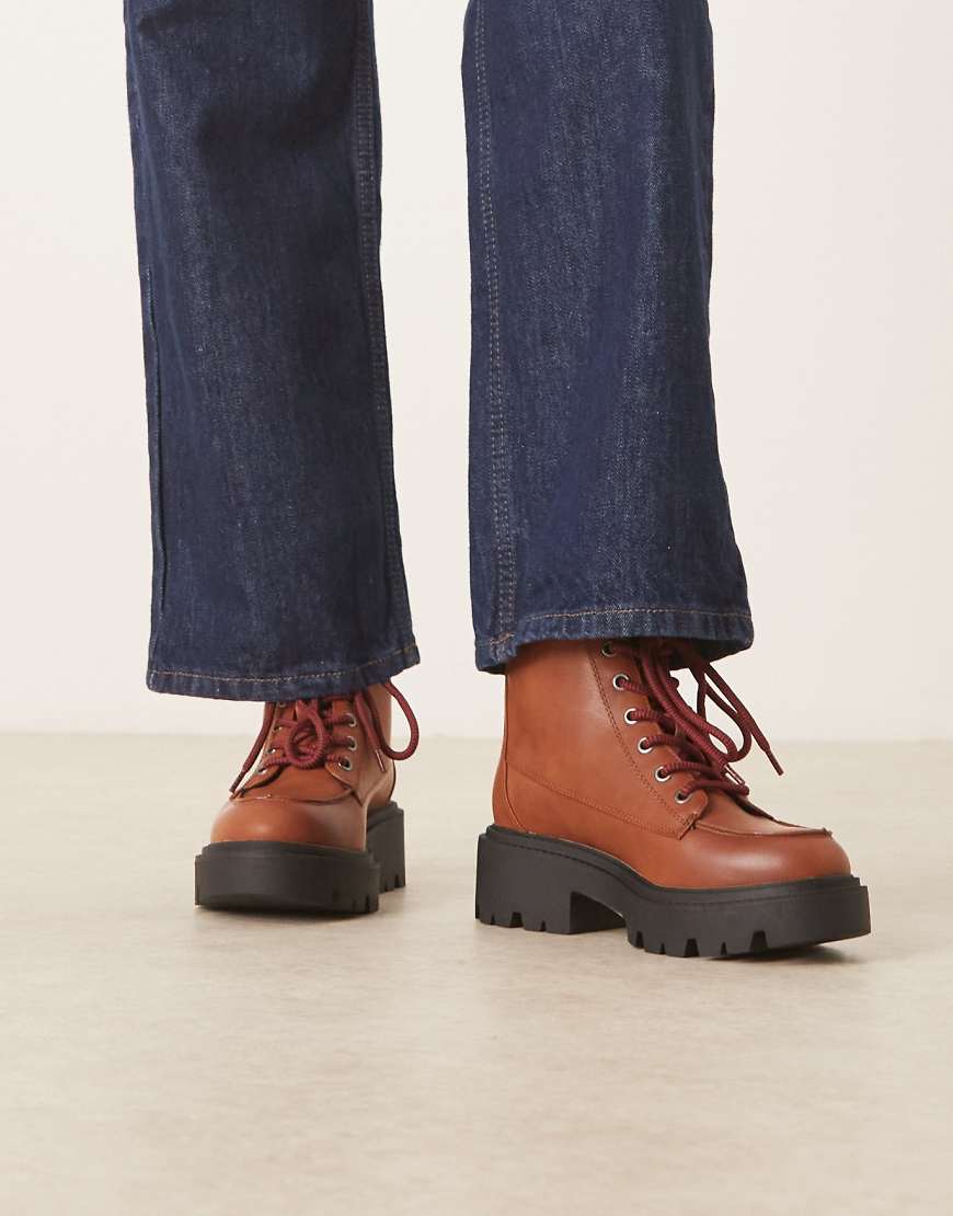 ASOS DESIGN - Author - Worker-Stiefel zum Schnüren in Hellbraun-Brown von ASOS DESIGN