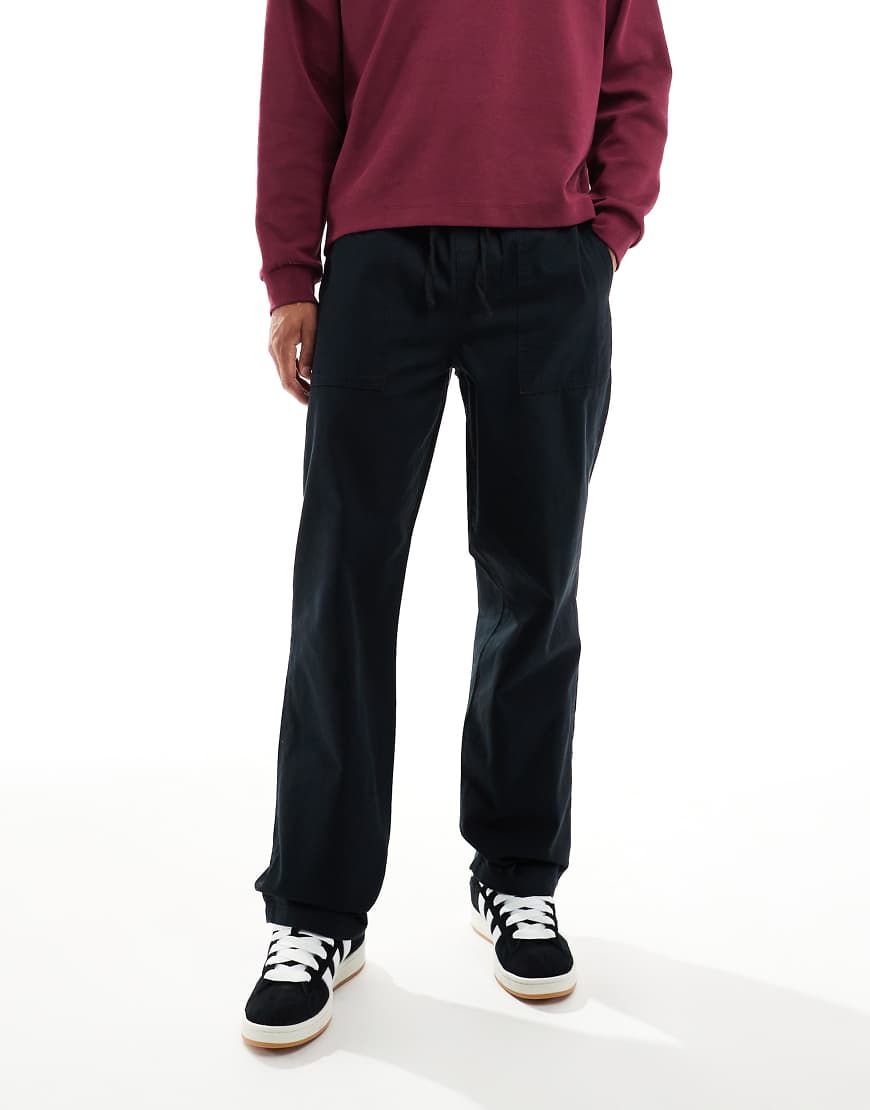 ASOS DESIGN - Baggy Cargohose in verwaschenem Schwarz mit elastischem Bund-Grau von ASOS DESIGN