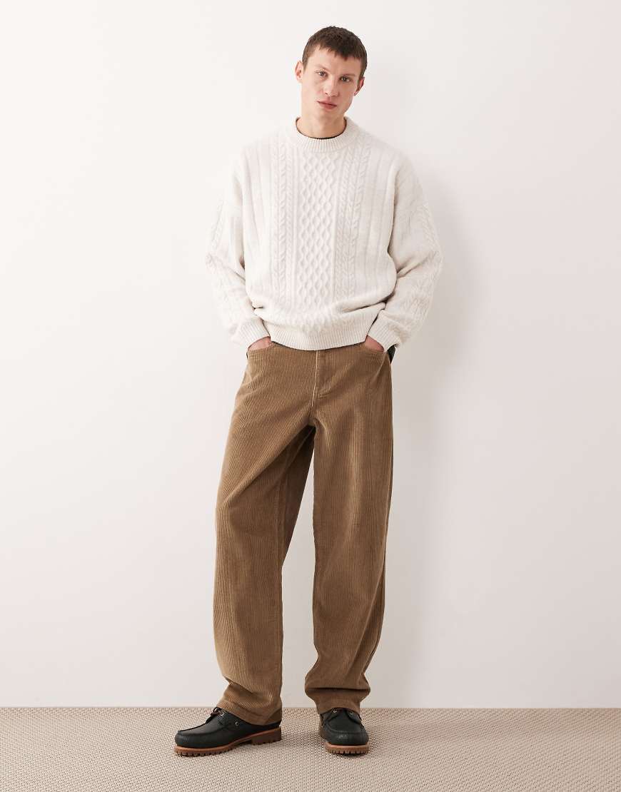 ASOS DESIGN - Baggy-Fit-Cordhose in Beige-Neutral von ASOS DESIGN
