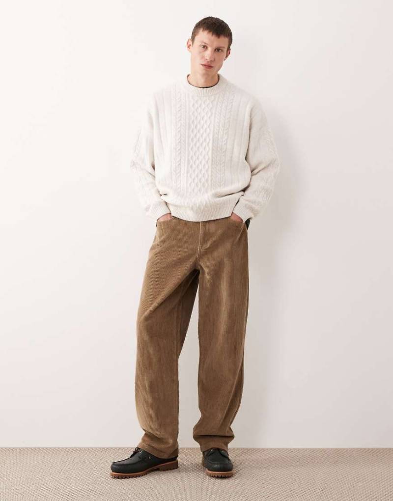 ASOS DESIGN - Baggy-Fit-Cordhose in Beige-Neutral von ASOS DESIGN