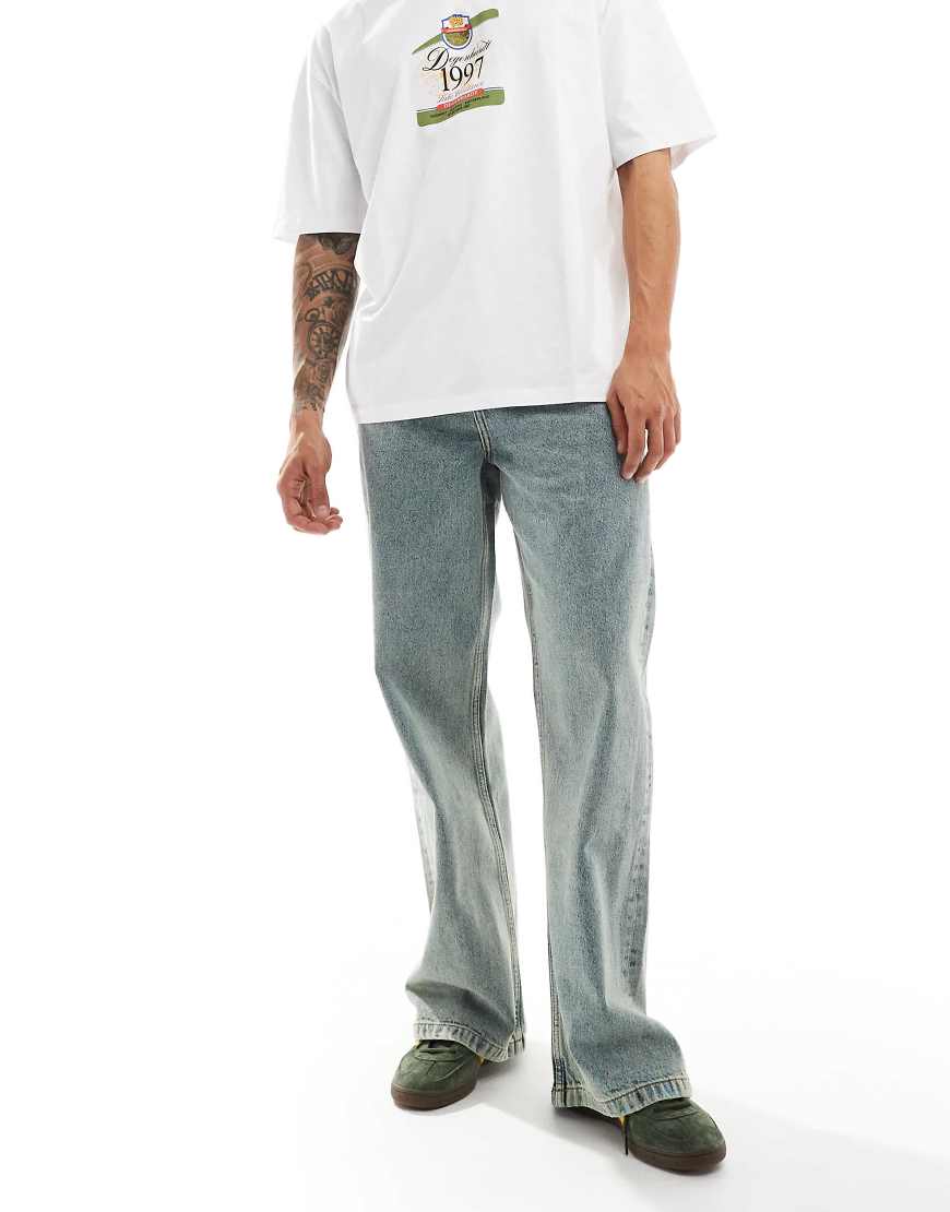 ASOS DESIGN - Baggy-Jeans in heller Tönung mit weitem Saum-Blau von ASOS DESIGN