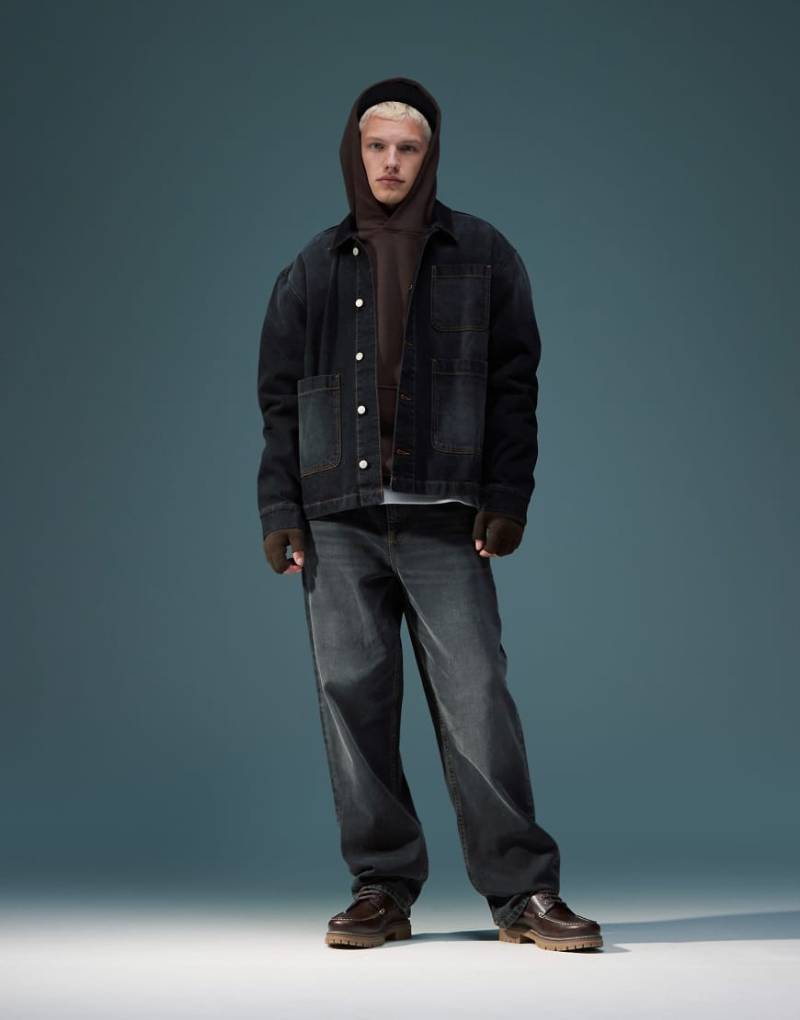 ASOS DESIGN - Baggy-Jeans in verwaschenem Schwarz-Grau von ASOS DESIGN
