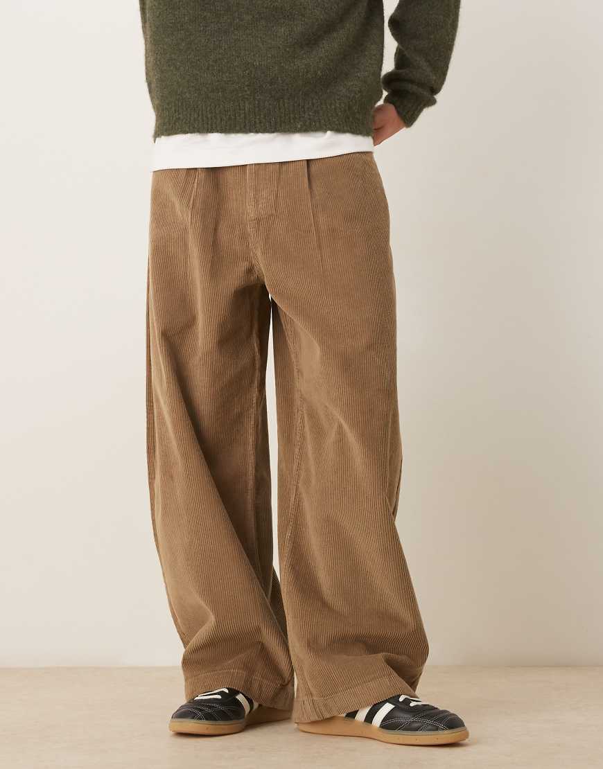 ASOS DESIGN - Baggy Oversize-Cordhose in Beige-Neutral von ASOS DESIGN