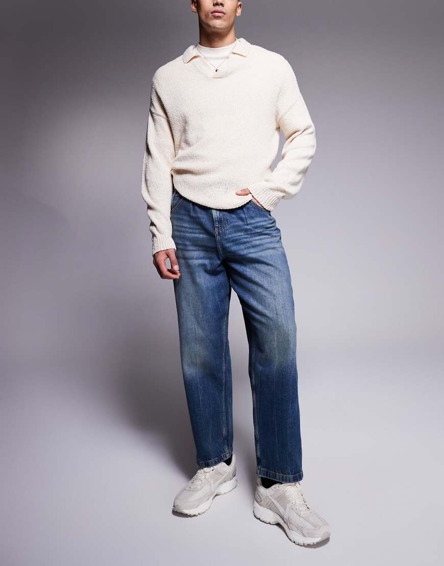 ASOS DESIGN - Ballon-Jeans in dunkler, mittelblauer Vintage-Waschung von ASOS DESIGN