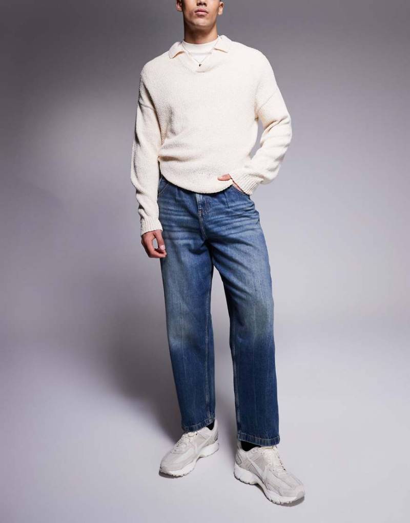 ASOS DESIGN - Ballon-Jeans in dunkler, mittelblauer Vintage-Waschung von ASOS DESIGN