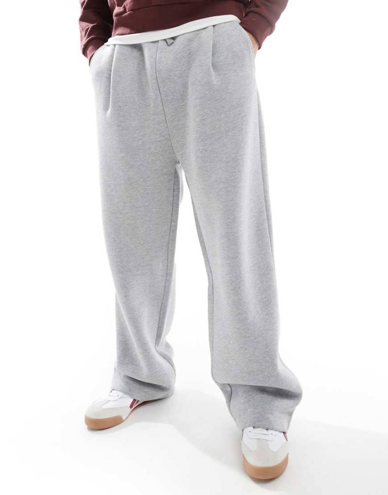 ASOS DESIGN - Ballon-Jogginghose in Grau meliert mit Oversize-Passform und Bundfalten von ASOS DESIGN