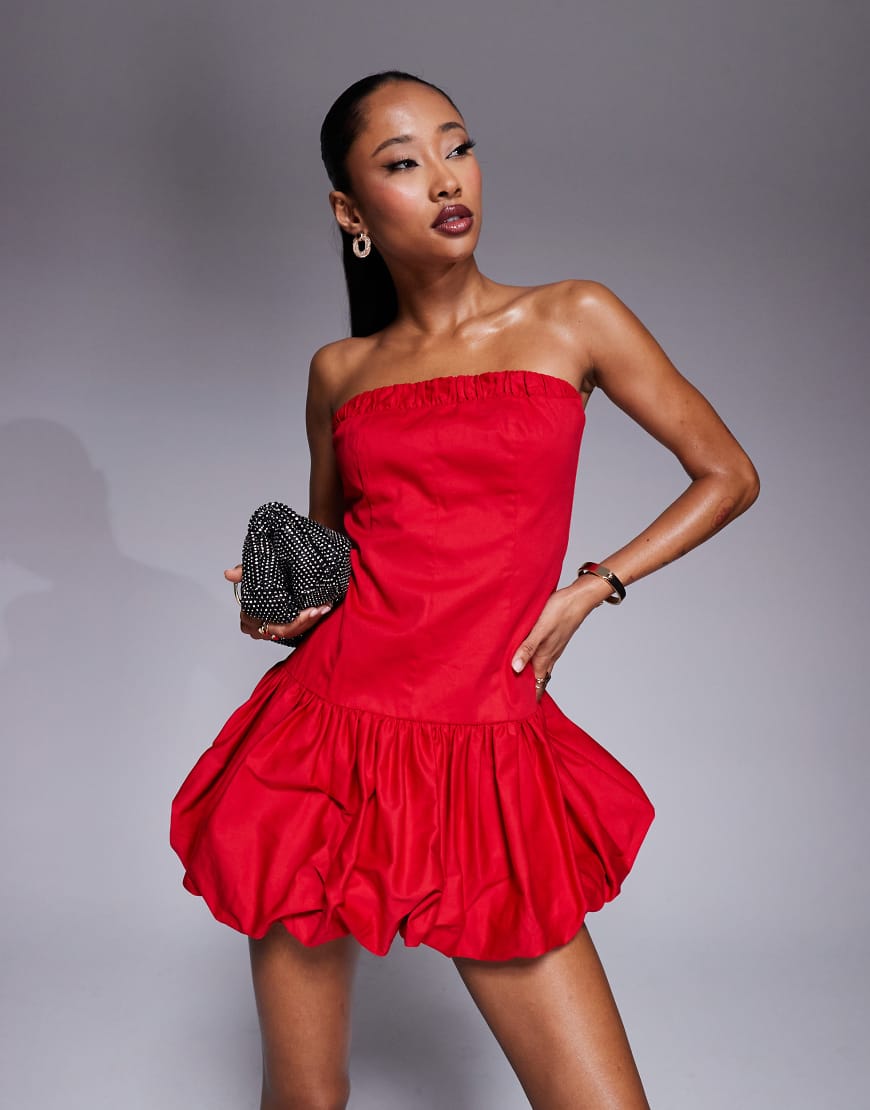 ASOS DESIGN - Ballonrock-Minikleid in Rot von ASOS DESIGN