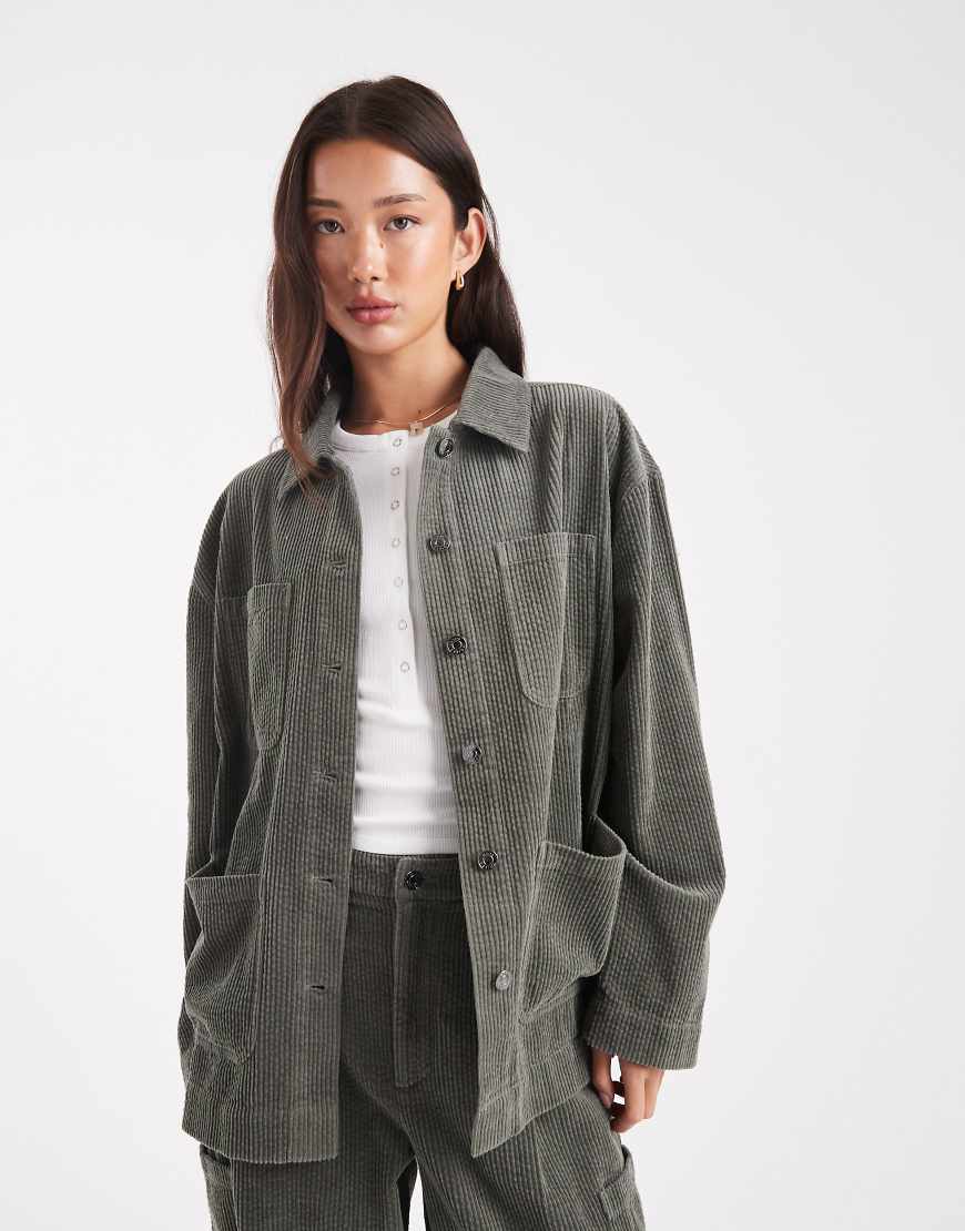 ASOS DESIGN - Barn-Jacke aus Cord in Grün, Kombiteil von ASOS DESIGN