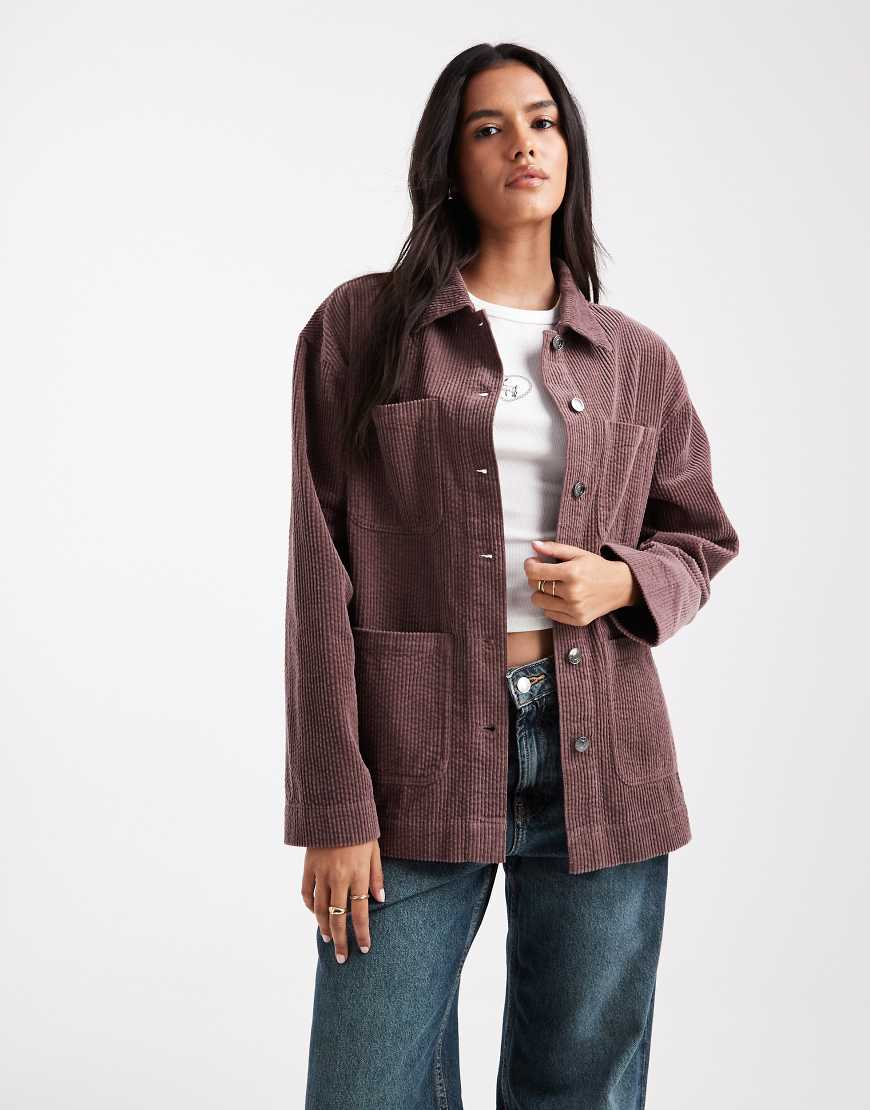 ASOS DESIGN - Barn Jacket aus Cord in Mokka-Brown von ASOS DESIGN