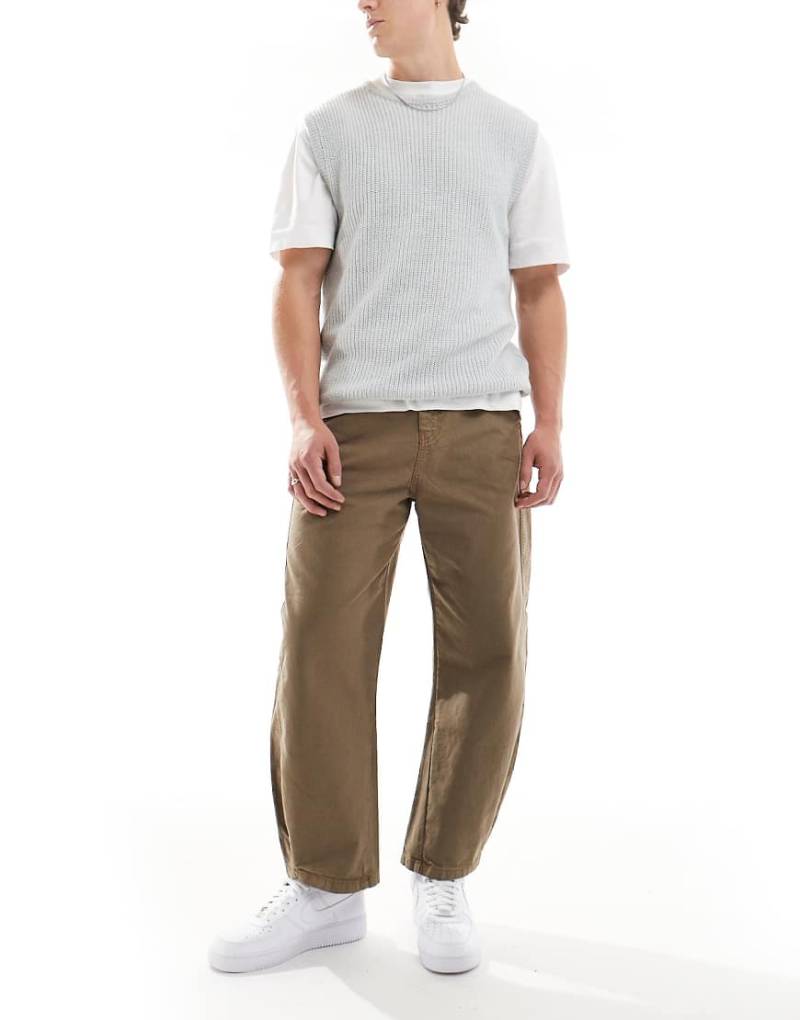 ASOS DESIGN - Oversize-Hose aus braunem Canvas mit „ADS"-Logo von ASOS DESIGN