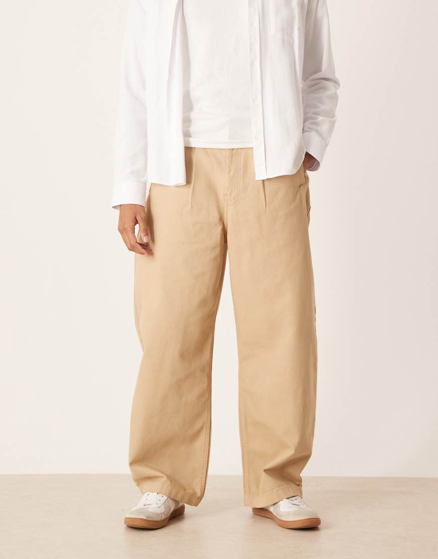 ASOS DESIGN - Barrel-Hose in Beige mit seitlicher Riegellasche-Neutral von ASOS DESIGN