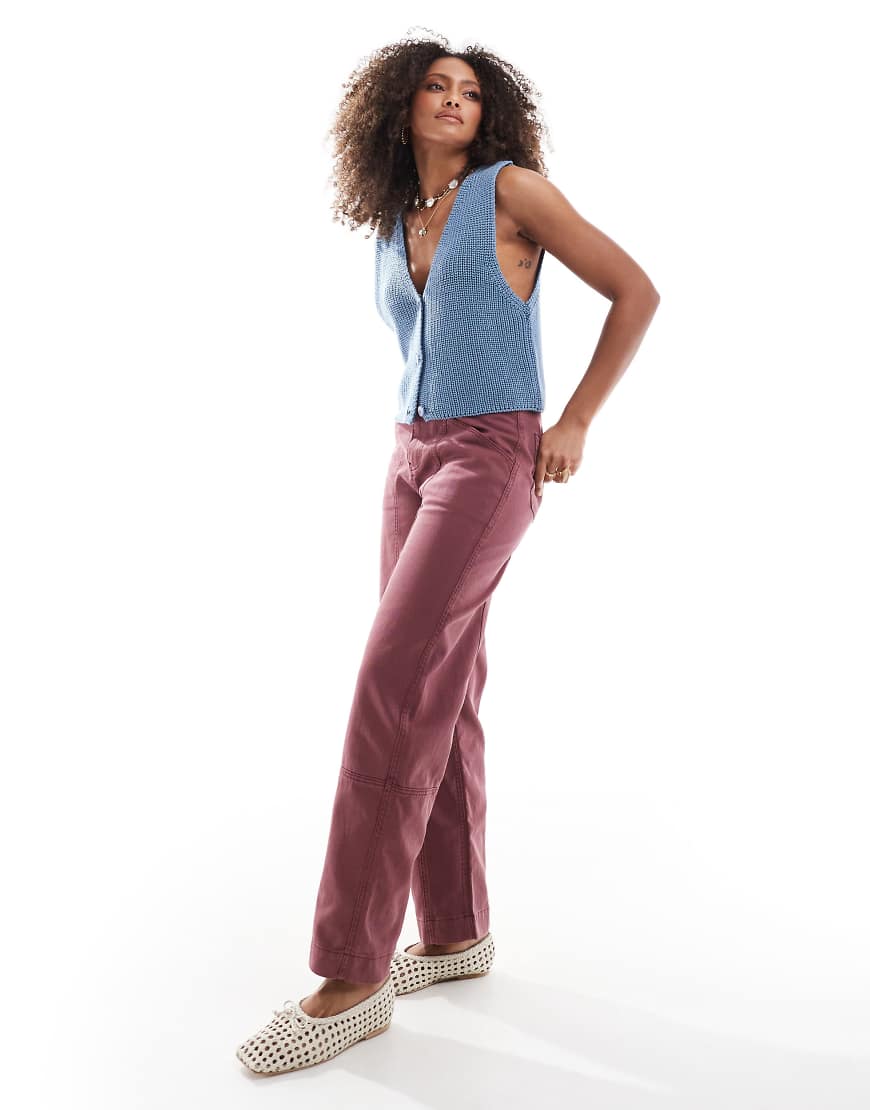 ASOS DESIGN - Barrel-Hose in pflaumenfarbener Waschung mit Ziernaht-Bunt ASOS DESIGN - Barrel-Hose in pflaumenfarbener Waschung mit Ziernaht-Bunt von ASOS DESIGN