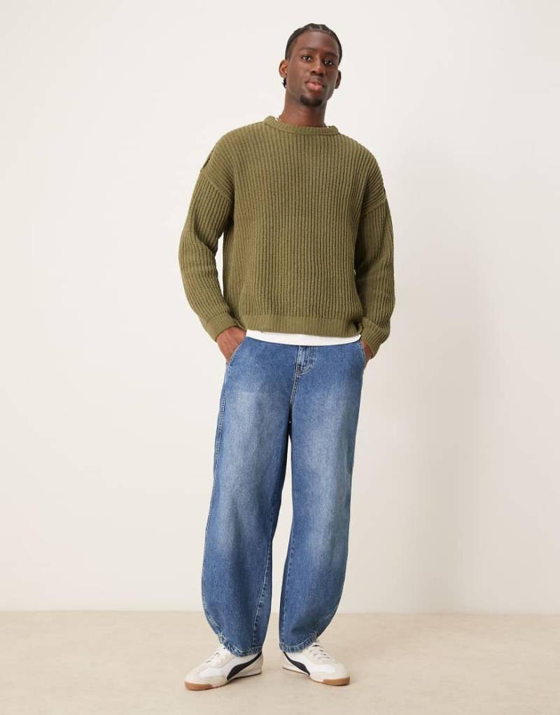 ASOS DESIGN - Oversize-Jeans in Rauchblau mit „ADS"-Logo von ASOS DESIGN