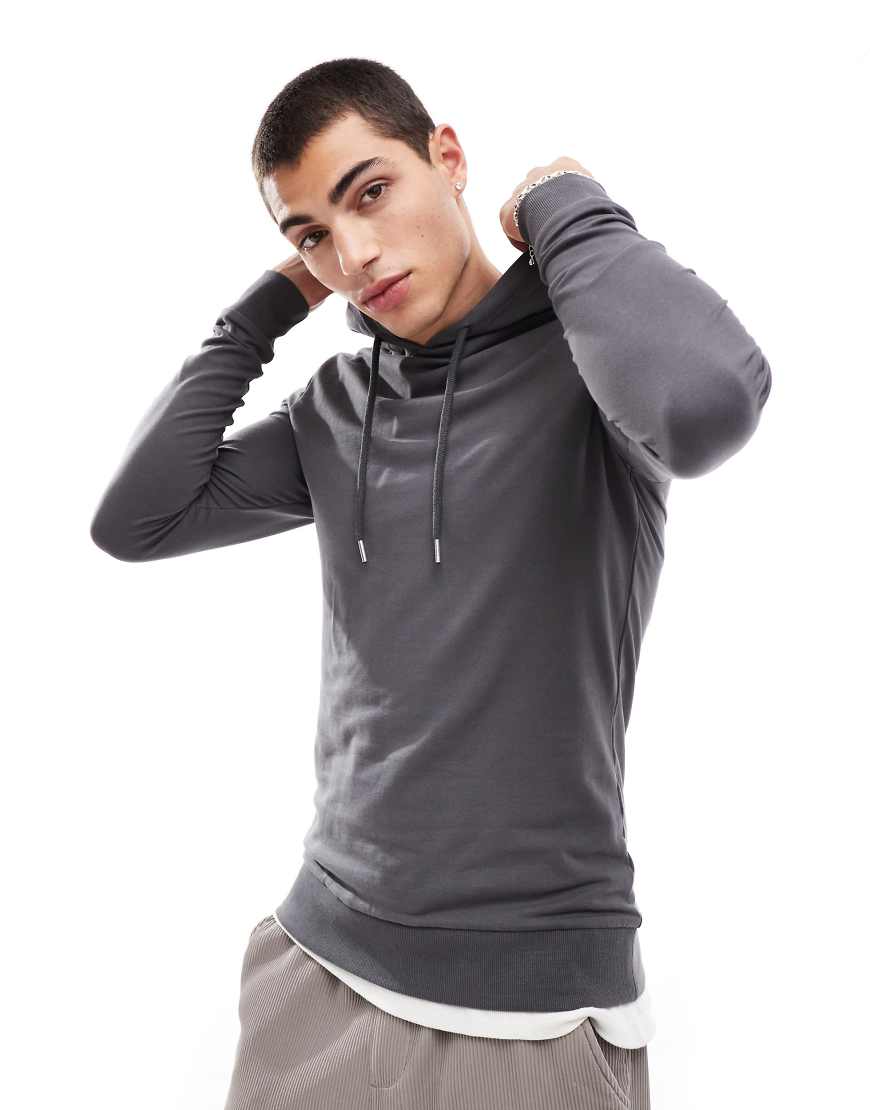 ASOS DESIGN - Basic-Kapuzenpullover in Anthrazit mit körperbetontem Schnitt-Grau ASOS DESIGN - Basic-Kapuzenpullover in Anthrazit mit körperbetontem Schnitt-Grau von ASOS DESIGN