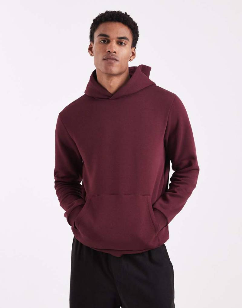 ASOS DESIGN - Basic-Kapuzenpullover in Burgunderrot von ASOS DESIGN