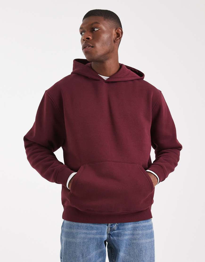 ASOS DESIGN - Basic-Kapuzenpullover in Burgunderrot von ASOS DESIGN