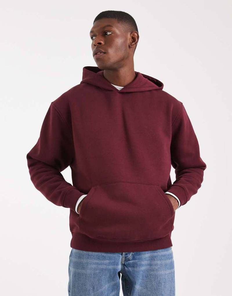 ASOS DESIGN - Basic-Kapuzenpullover in Burgunderrot von ASOS DESIGN