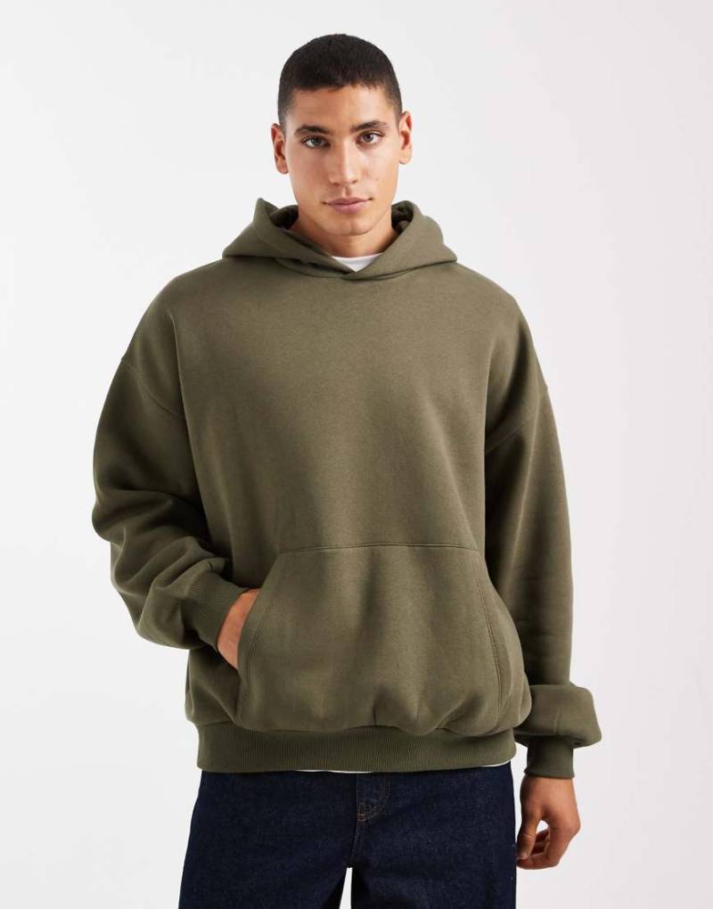 ASOS DESIGN - Basic-Kapuzenpullover in Grün mit Super-Oversize-Schnitt von ASOS DESIGN