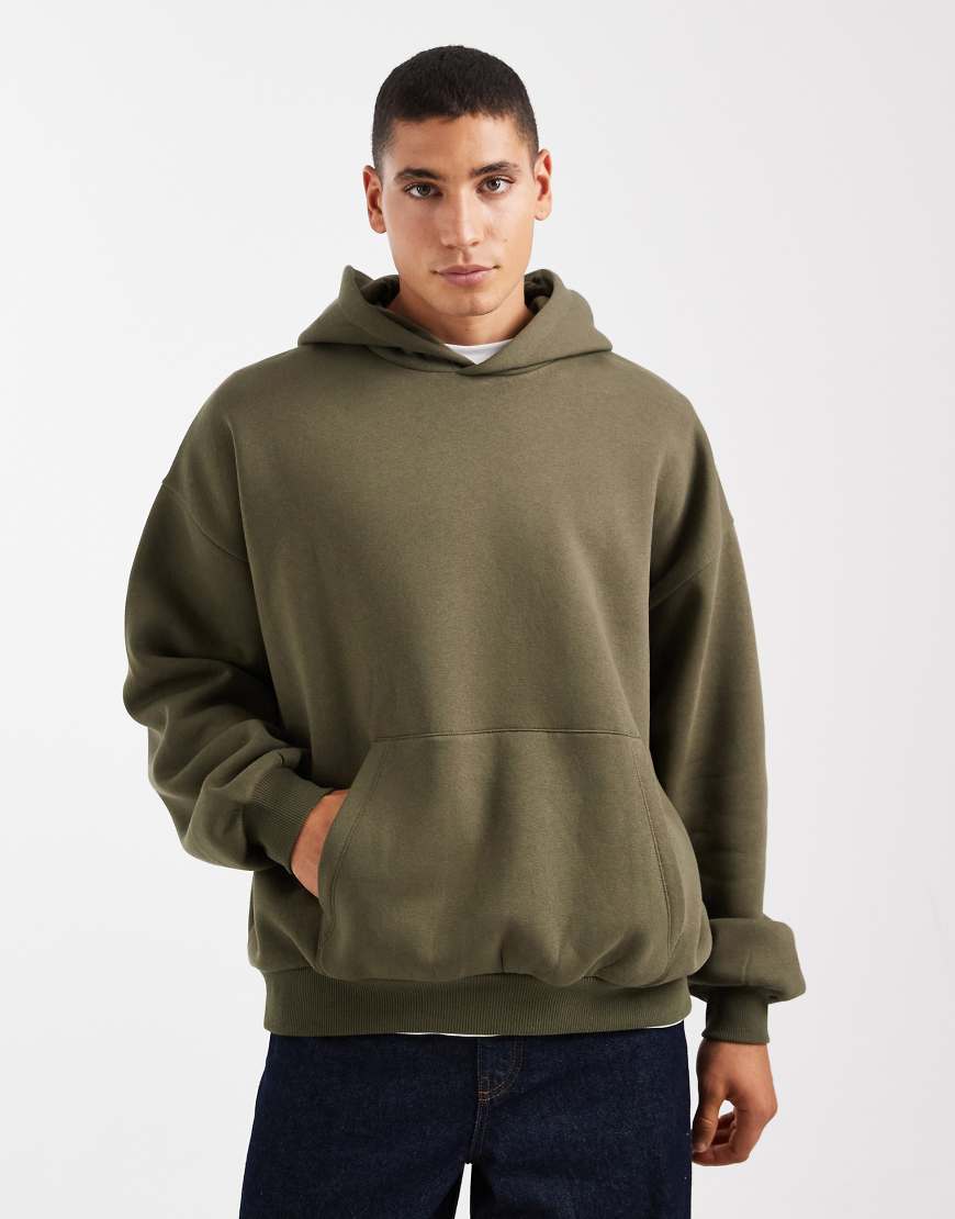 ASOS DESIGN - Basic-Kapuzenpullover in Grün mit Super-Oversize-Schnitt von ASOS DESIGN