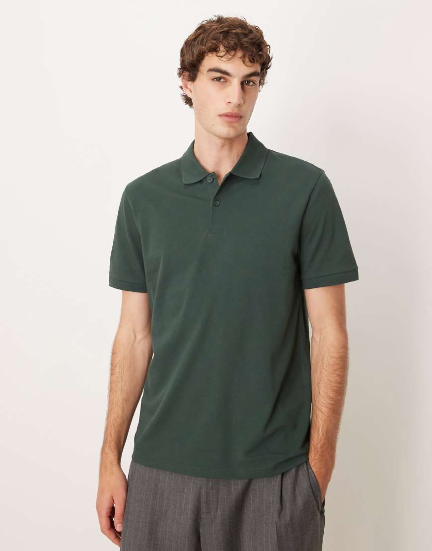 ASOS DESIGN - Basic-Polohemd aus Pikee in Khaki-Grün von ASOS DESIGN