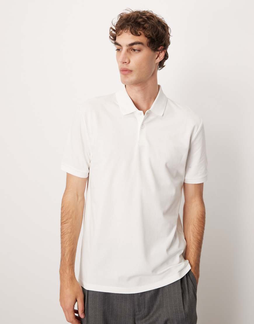 ASOS DESIGN - Basic-Polohemd aus Pikee in Weiß von ASOS DESIGN