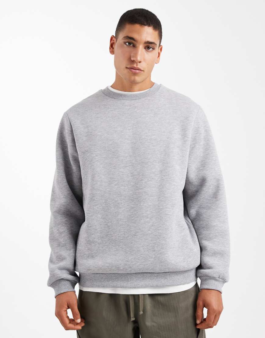 ASOS DESIGN - Basic-Sweatshirt in Grau meliert von ASOS DESIGN