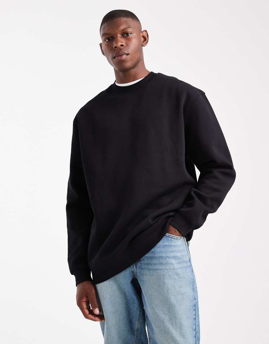 ASOS DESIGN - Basic-Sweatshirt in Schwarz mit Relaxed-Fit-Passform und Longline-Schnitt von ASOS DESIGN