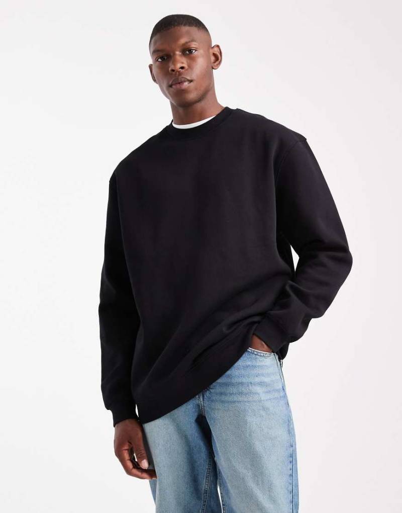 ASOS DESIGN - Basic-Sweatshirt in Schwarz mit Relaxed-Fit-Passform und Longline-Schnitt von ASOS DESIGN