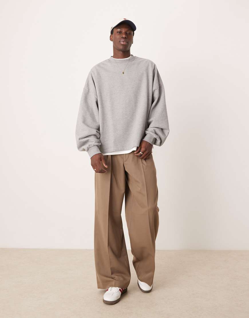 ASOS DESIGN - Basic-Sweatshirt in meliertem Grau mit Super-Oversize-Schnitt ASOS DESIGN - Basic-Sweatshirt in meliertem Grau mit Super-Oversize-Schnitt von ASOS DESIGN