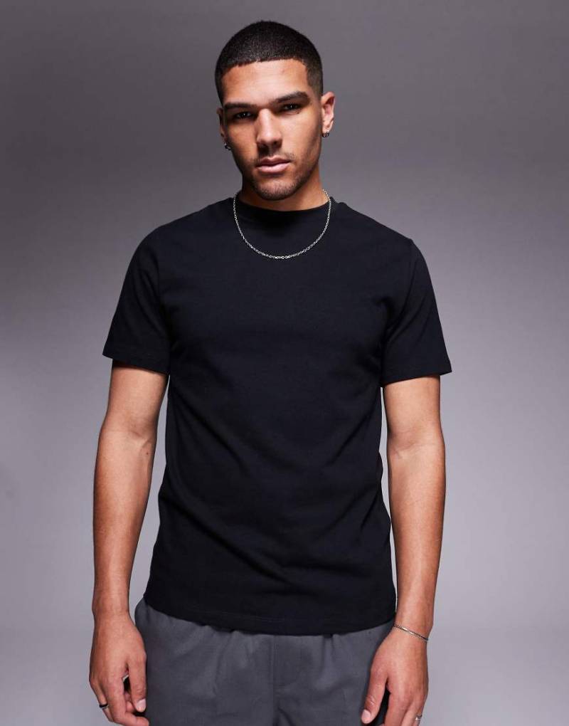 ASOS DESIGN - Schweres T-Shirt in Schwarz mit Rundhalsausschnitt von ASOS DESIGN