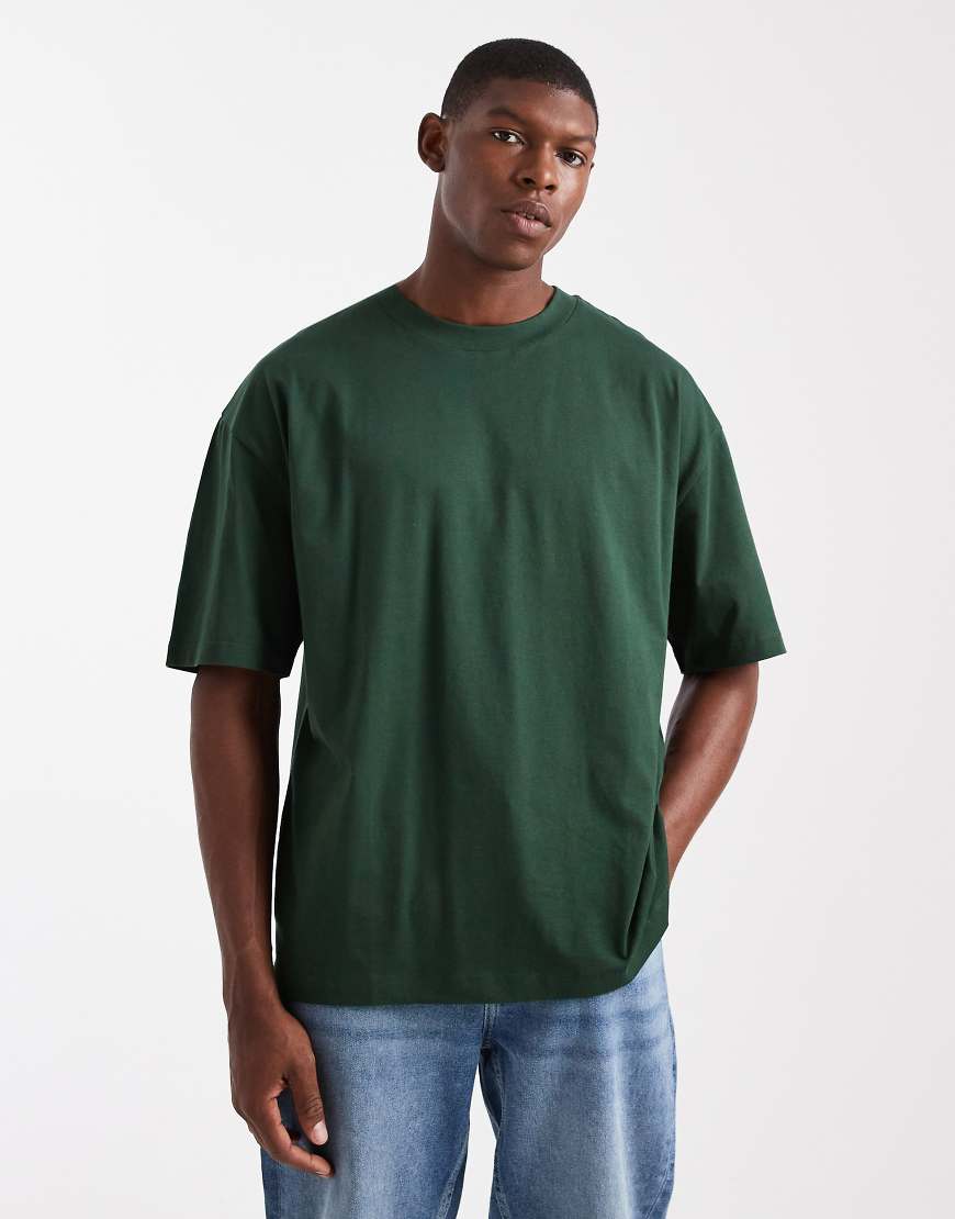 ASOS DESIGN - Basic-T-Shirt in Dunkelgrün mit Oversize-Schnitt von ASOS DESIGN