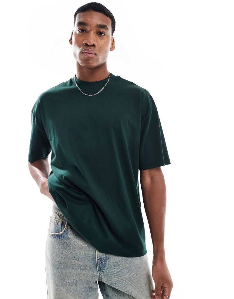 ASOS DESIGN - Basic-T-Shirt in Dunkelgrün mit Oversize-Schnitt von ASOS DESIGN